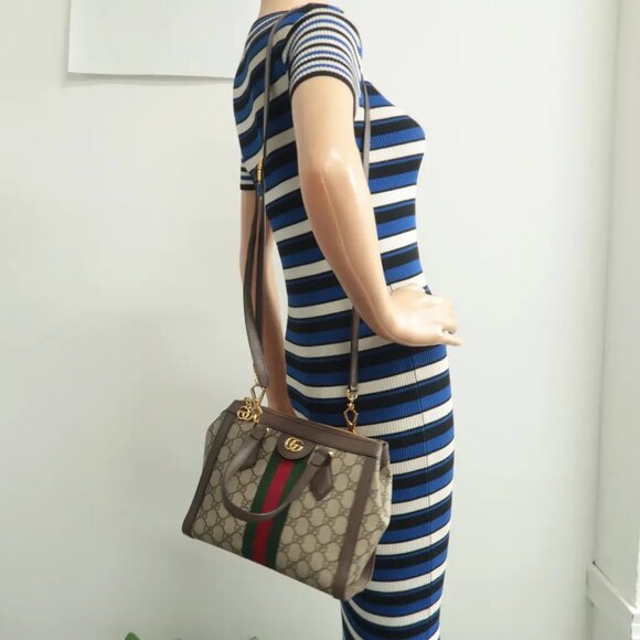 100% Authentic GUCCI Ophidia Top Handle Brown GG Canvas Satchel - Picture 12 of 12